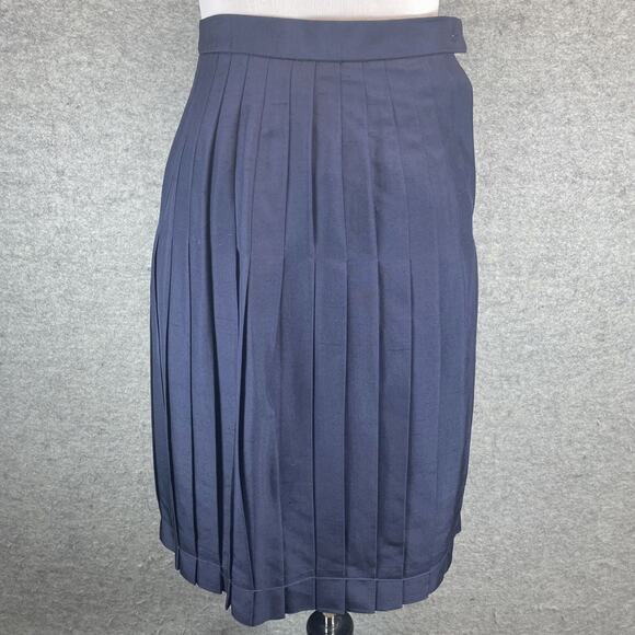 Carlisle Dresses & Skirts - Vintage 80/90s Carlisle Pleated 100% Silk Skirt Women's US Size 4 Navy Blue